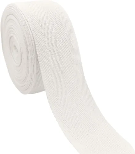 Vista 23 de Cinta de sarga de algodón natural de 2 pulgadas para coser, Home Deco -30 yardas de cinta de sarga duradera en espiga - Cinta de encuadernación