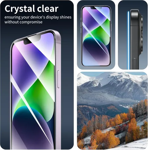 Vista 6 de 3 protectores de pantalla para iPhone 14 Plus/13 Pro Max con una ayuda de alineación de instalación, película de vidrio templado HD doble
