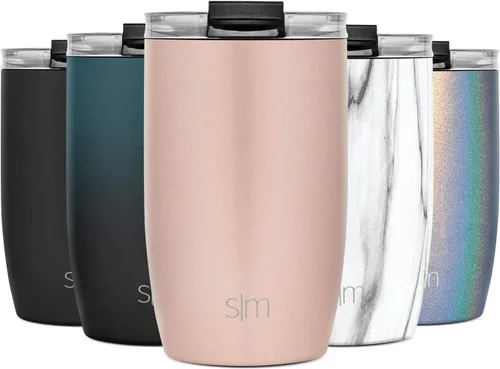 Vista 24 de Simple Modern Taza de café de viaje Tumbler con tapa abatible Reutilizable, aislada, de acero inoxidable, taza de café helado Cold Brew, termo