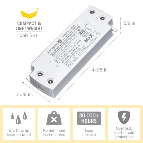 Vista 4 de Armacost Lighting 810120 Fuente de alimentación LED de 12 voltios, color blanco