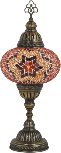 Vista 9 de Lámpara turca de mesa de mosaico para el hogar, lámpara marroquí turca con base de bronce, lámpara de noche Tiffany hecha a mano Lámpara de noche
