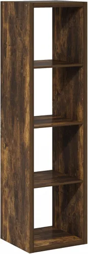 Vista 9 de Furinno Cubicle 4-Cube Thick Frame Book Shelf, Vertical, Amber Oak