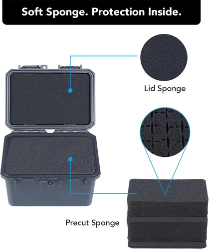 Vista 2 de Lykus HC-1430 Mini caja rígida seca con inserto de espuma, tamaño interior 5.5 x 3.5 x 3.7 pulgadas, IP66 a prueba de salpicaduras, adecuada