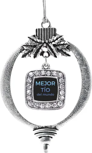 Vista 118 de Inspired Silver - Nana púrpura - Adorno de Navidad plateado - Adorno cuadrado para árbol de Navidad con circonita cúbica - Decoración colgante