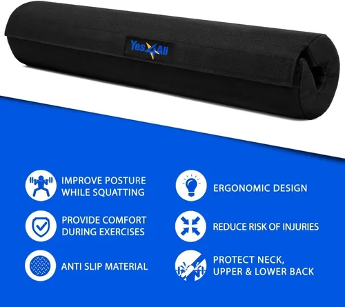 Vista 4 de Yes4All Ergonomic Foam Bar Pad, Olympic Barbell Squat & Neck Pad for Squats, Hip Thrusts & Weight Lifting Bar
