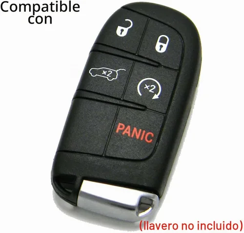 Vista 2 de Funda de silicona para mando a distancia de 5 botones para Jeep Grand Cherokee Dodge Challenger Charger Dart Durango Journey Chrysler 300, Negro