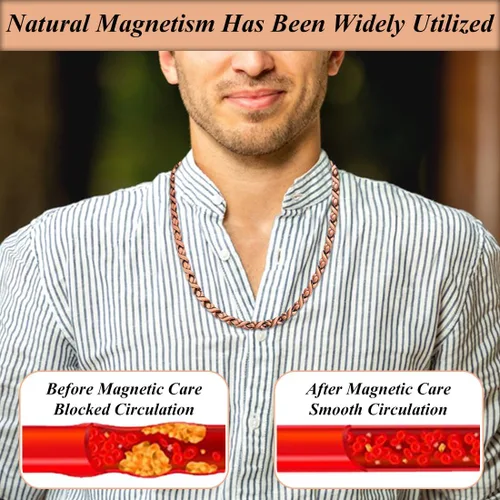 Vista 7 de Vicmag Juego de 4 anillos magnéticos de cobre para mujeres y hombres, joyería magnética para bienestar y alivio de tensión del cuello, 99.9% cobre
