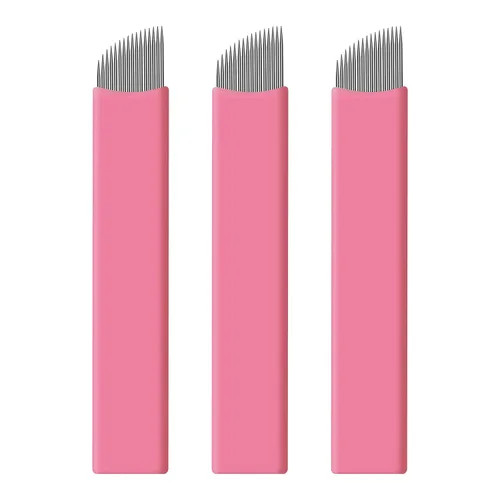 Vista 15 de 50 hojas de microblading desechables color rosa #14 nano, 0.006 in, perfectas para trazos de cabello, cejas, agujas más finas del mercado