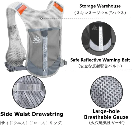 Vista 4 de JEELAD Running Hydration Vest Trail Backpack for Women and Men Jogging Trail Race Marathon Cycling Hiking