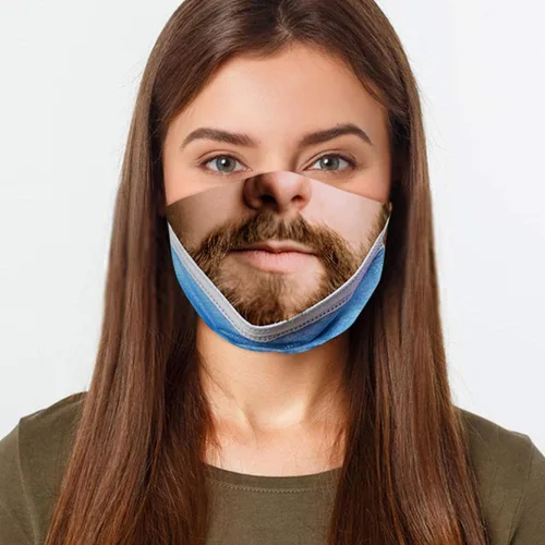 Vista 2 de Maskless Bandit Broma Maskless Máscara para AdultosDivertida Máscara Tirada hacia abajo Broma Boca Cubierta Truco Broma Patrón TIK_Tok Masks