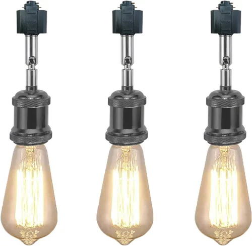 Vista 12 de Paquete de 1 unidad de diseño retro E26/E27 con base de título ajustable, ángulo de título rotado, sistema H, mini iluminación de cabeza de pista