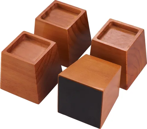 Vista 7 de Elevadores de muebles de madera de pino prémium de 2 pulgadas, resistentes, capacidad de 2000 libras, protectores de suelo, fáciles de instalar