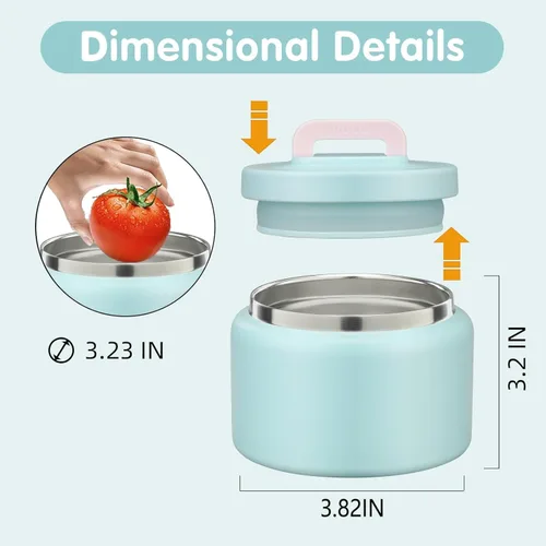 Vista 2 de JXXM Tarro térmico de 8 onzas para alimentos fríos y calientes para niños, recipientes aislados para el almuerzo, tarro de comida caliente, a prueba