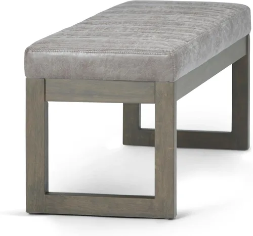 Vista 10 de SIMPLIHOME Cosmopolitan - Otomana de cuero vegano de 44 pulgadas de ancho