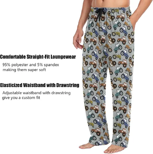 Vista 3 de ZZXXB Pantalones de pijama Dragon Dog Llama para hombre, cómodos pantalones de descanso para dormir, pantalones rectos con bolsillos, S-XXL