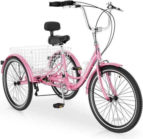 Vista 15 de MOPHOTO Triciclos para adultos, tres ruedas, bicicleta de crucero de 7 velocidades, triciclos para adultos de 20/24/26 pulgadas, ruedas bajas