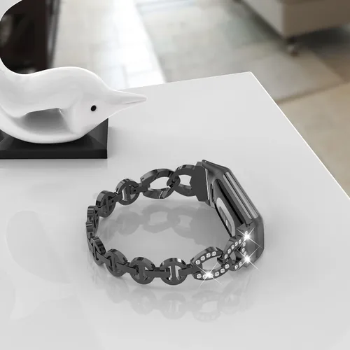 Vista 4 de Wearlizer Compatible con Fitbit Charge 6/Charge 5, correas ajustables de metal de alta calidad, pulseras elegantes, accesorios lindos, correas