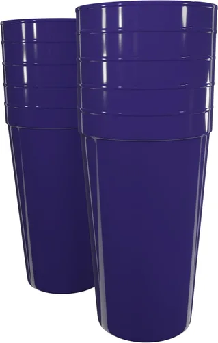 Vista 13 de PartyPrints Paquete de 100 vasos de plástico en blanco reutilizables de 10 a 12 onzas, vasos de estadio a granel, sin BPA, aptos para lavavajillas
