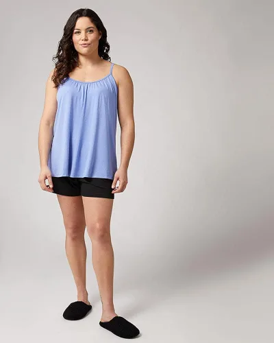 Vista 3 de 32 DEGREES Camiseta de tirantes para mujer, drapeada, con copa integrada