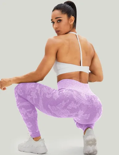 Vista 6 de HIGORUN - Leggings sin costuras para mujer moldeadores con diseño gráfico de sonrisas de cintura alta para el gimnasio yoga o hacer ejercicio