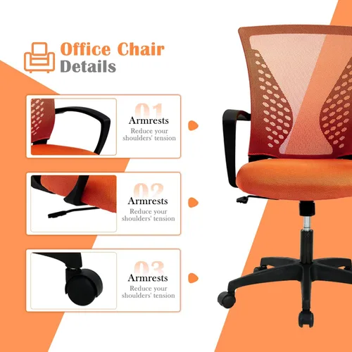 Vista 13 de Silla de oficina en casa, silla de escritorio ergonómica, respaldo medio, silla de computadora de PC con soporte lumbar y reposabrazos, silla