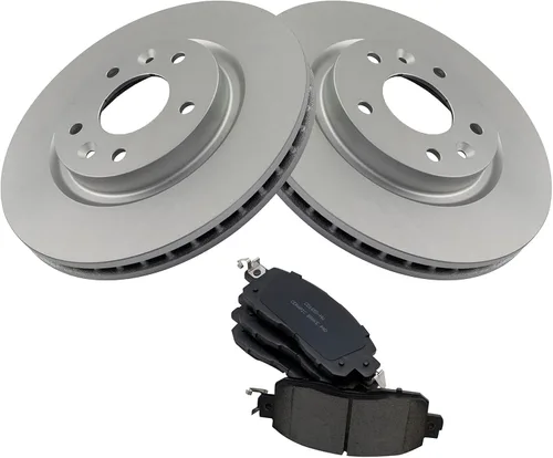 Vista 180 de TRQ Juego de pastillas de freno delantero y rotores con revestimiento de cerámica compatible con Jeep Compass Patriot 2017