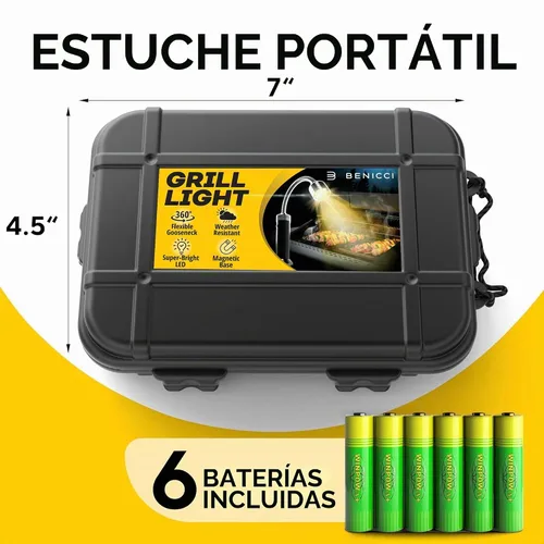 Vista 4 de Juego de 2 luces LED flexibles para parrilla, la luz perfecta para accesorios de parrilla con base magnética de 360 grados y cuello de cisne