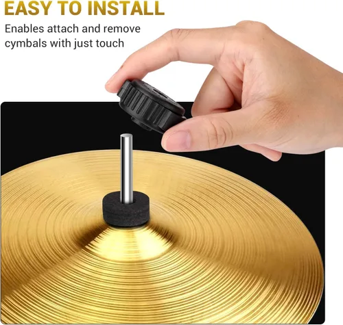 Vista 3 de Facmogu 6 piezas de tuercas de platillo de plástico negro, tuerca de platillo de 8 mm de ajuste rápido para kit de tambor de percusión, tuerca