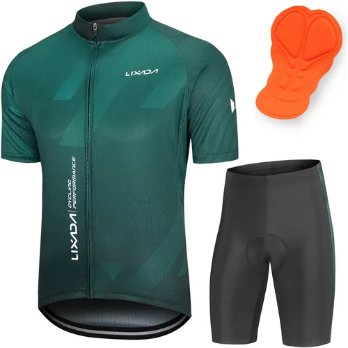 Vista 28 de Lixada Camiseta de ciclismo para hombre de manga corta con pantalones cortos acolchados de secado rápido para verano, ropa corta para bicicleta