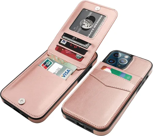 Vista 19 de KIHUWEY Compatible con iPhone 13 Pro Max Funda Cartera con Soporte para Tarjetas de Crédito, Cuero Premium Cierre Magnético Soporte Plegable Funda