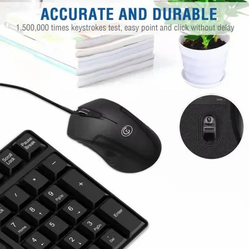 Vista 6 de Gofreetech - Combo de teclado y mouse con cable, teclado y mouse de tamaño completo con mouse óptico con cable, USB Plug-and-Play, compatible