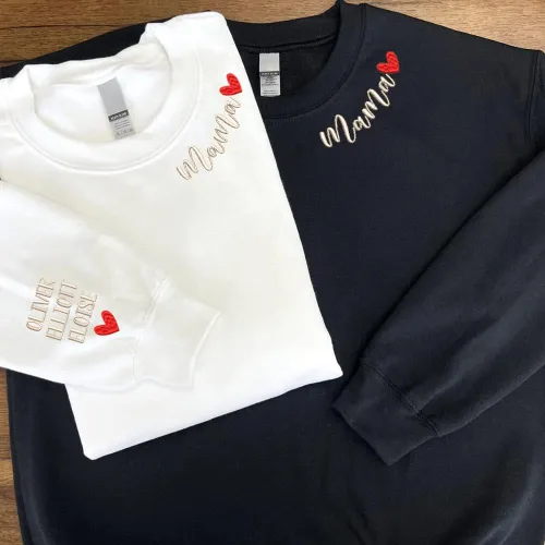 Vista 5 de NAZENTI Sudaderas bordadas, sudadera bordada personalizada para mamá, abuela, para mujer