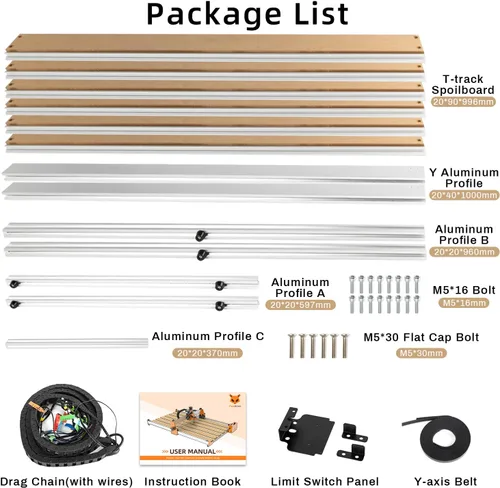 Vista 9 de Kit de extensión de eje Y FoxAlien 4080 para Masuter Pro, con área de trabajo extendida de máquina de enrutador CNC de tablero de desperdicio