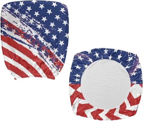 Vista 4 de Juego de 2 fundas para sillas de oficina con brazos, diseño de bandera estadounidense, ligeras, de tela elástica, protectores de muebles
