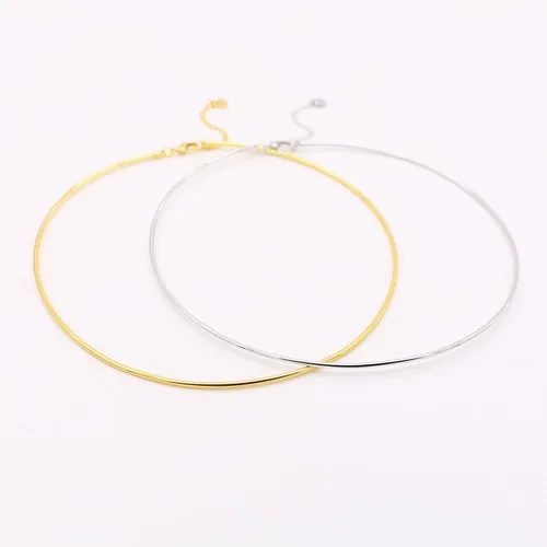 Vista 6 de Dankadi Collar de plata de ley 925 para mujer, collar de cúpula sólida de 0.079 in, simple moda dorada de 16 "18" 20 "+1.9 "longitud ajustable
