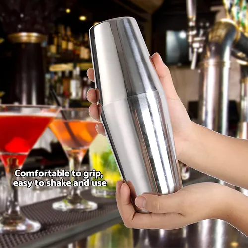 Vista 6 de Cocktail Shaker Set Bar Cocktail Tools for Mixed Drink, Stainless Steel Cocktail Shaker Set Bartender Kit(600/450ml)