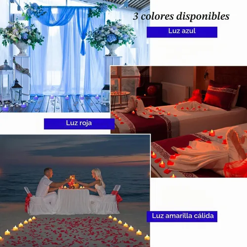 Vista 3 de KOABY 1000 piezas pétalos de rosa artificiales azules con kit de 12 luces LED azules de té, para decoración para decoración