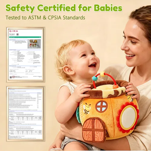 Vista 9 de Juguetes para bebés de 6 a 12 meses, tarro de miel sorpresa con animales de peluche sensoriales, sonajero, crujiente, espejo, juguetes Montessori