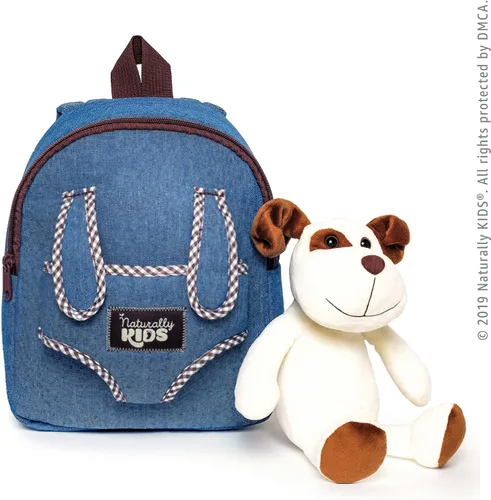 Vista 6 de Naturally KIDS Mochila pequeña con juguete de peluche de perro de peluche Mochila para niños pequeños para niños Juguetes para niños de 3 años