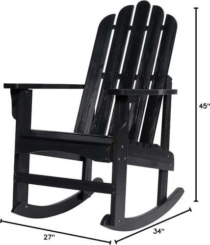 Vista 6 de Shine Company Marina Adirondack - Mecedora de madera para interiores y exteriores, color negro