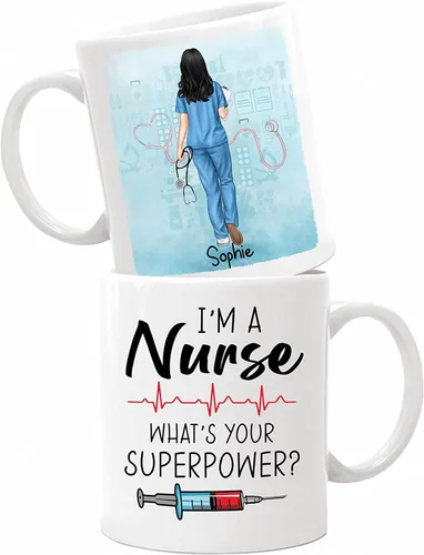 Vista 14 de Taza de café con nombre personalizado para médicos, taza de café personalizada para médicos, regalo para hombres, hombres, doctores, estetoscopio