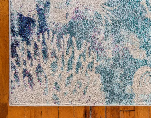 Vista 8 de Unique Loom Positano Collection - Alfombra costera moderna con conchas de langosta de coral, color azul claro (2 x 7 pies)