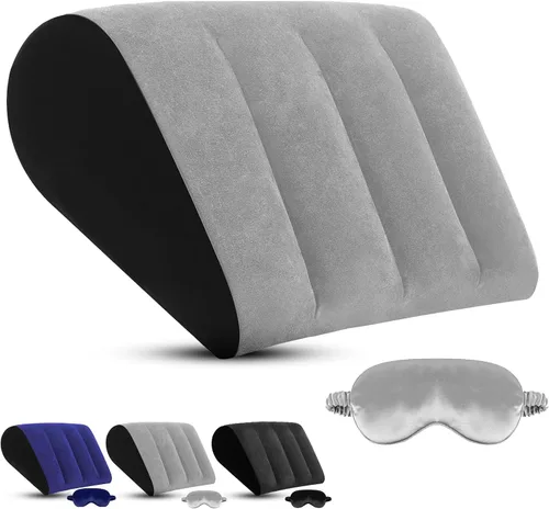 Vista 10 de Almohada inflable de cuña para dormir y viajar, soporte multiusos para espalda, piernas y rodillas, cojín triangular portátil para cama, sofá u