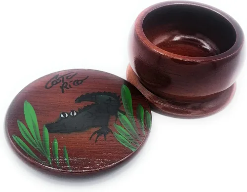 Vista 5 de Joyero de madera - Decoración pintada a mano - Juego de 1 joyero auténtico de la selva tropical costarricense - Artesanal - Estuche