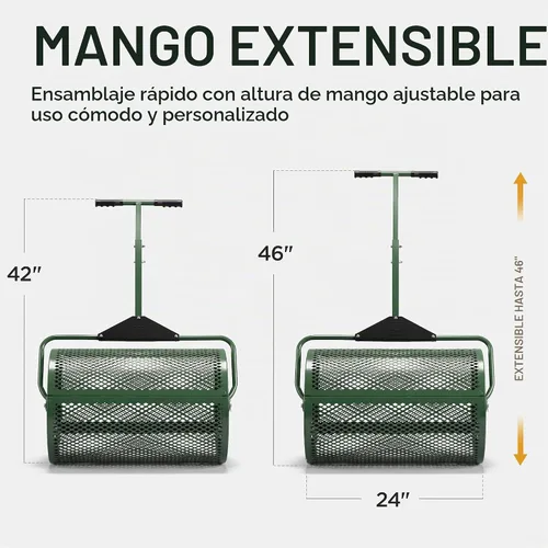 Vista 2 de Best Choice Products Esparcidor de compost, esparcidor de musgo de turba de 24 pulgadas, esparcidor de césped y suelo de acero resistente