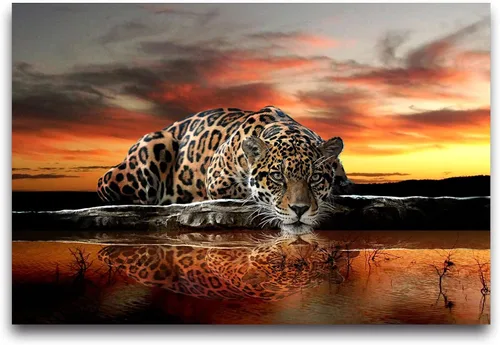 Vista 6 de Papel pintado 3D de leopardo de animales para despegar y pegar 98 x 58 pulgadas