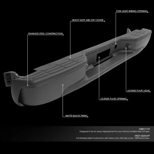 Vista 2 de DNA MOTORING Parachoques trasero escalonado con luces de placa de matrícula compatible con 99-06 Silverado Sierra 1500/99-04 Silverado Sierra 2500