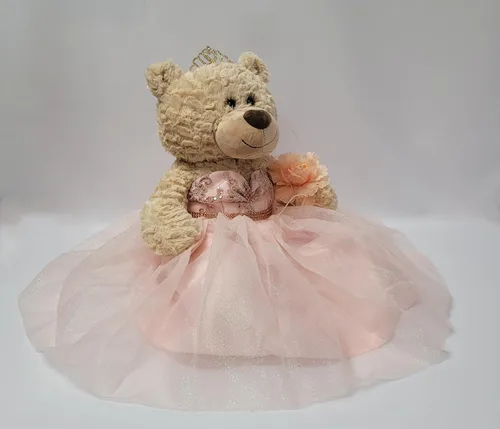 Vista 9 de Centro de mesa grande de 20.0 in de oso de peluche de quinceañera - Vestido elegante, regalo de recuerdo de gran tamaño para 15 años, decoración