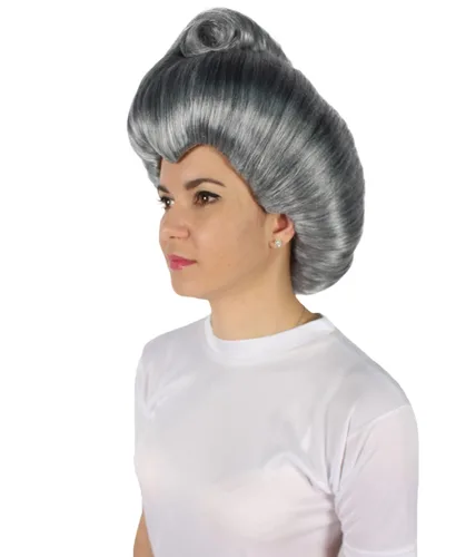 Vista 2 de HPO Peluca de película de fantasía animada para mujer, color gris oscuro, fiesta de disfraces de Halloween, gorra transpirable sin tapa, fibra