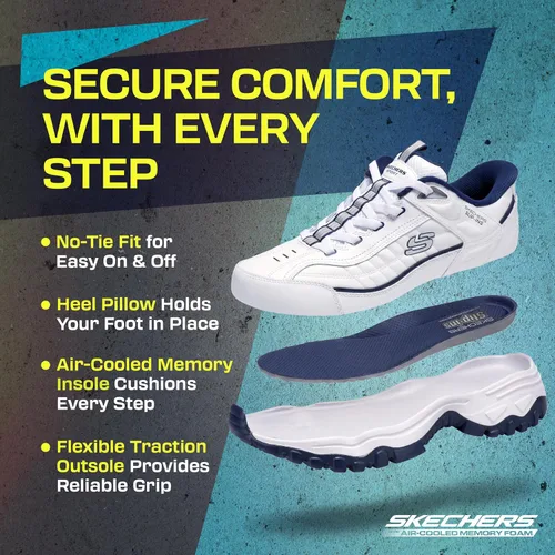 Vista 7 de Skechers Afterburn E'lite Grill Corporal - Zapatos sin cordones para hombre Blanco/azul marino